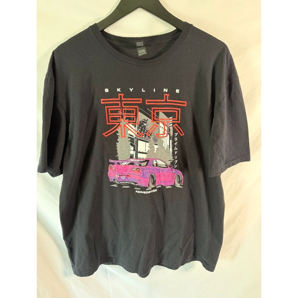 Prime Driven Nissan Skyline R34 GT-R Godzilla Tokyo Graphic Tee Pink/Black XL